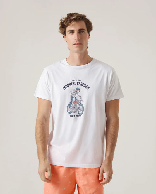 Camiseta Moto Girl Blanco | SCOTTA