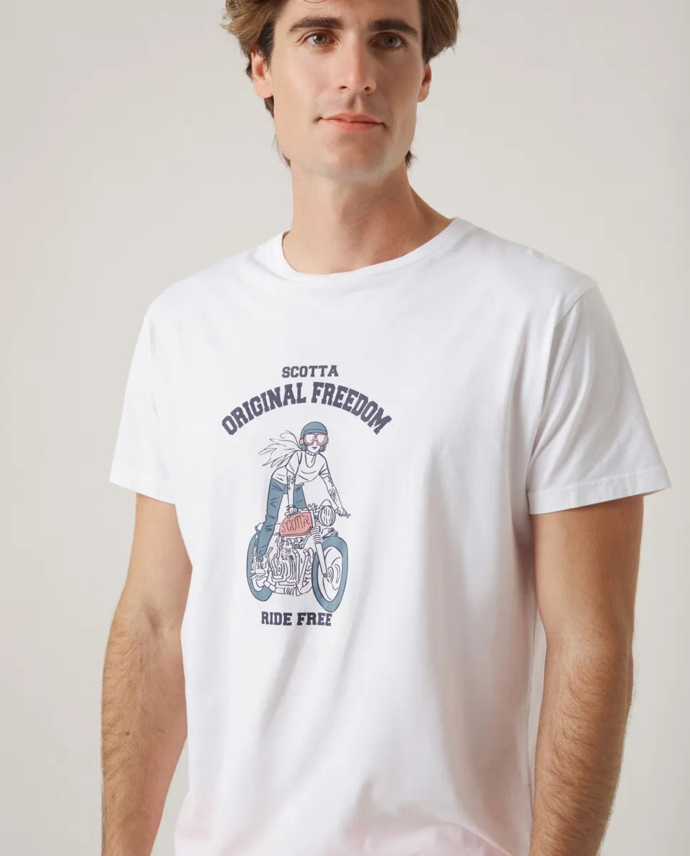 Camiseta Moto Girl Blanco | SCOTTA