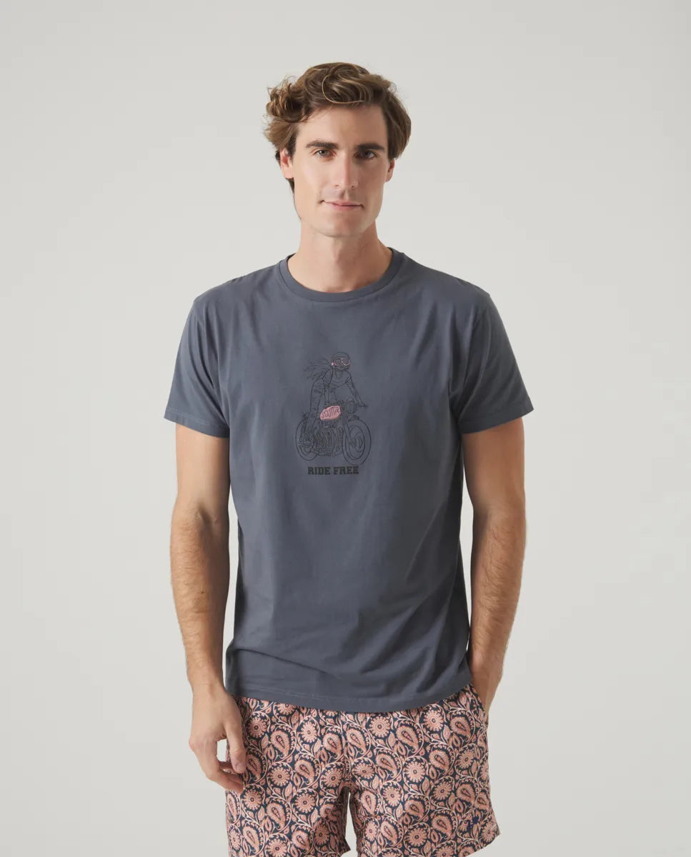 Camiseta Moto Girl Gris Oscuro | SCOTTA