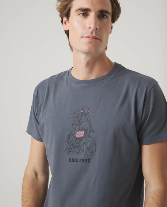 Camiseta Moto Girl Gris Oscuro | SCOTTA