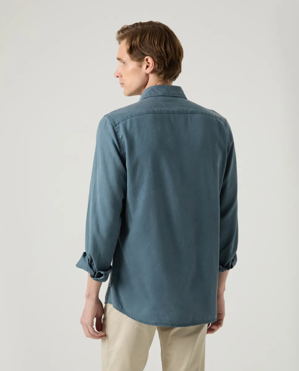 Camisa forest tencel linen verde botella | SCOTTA
