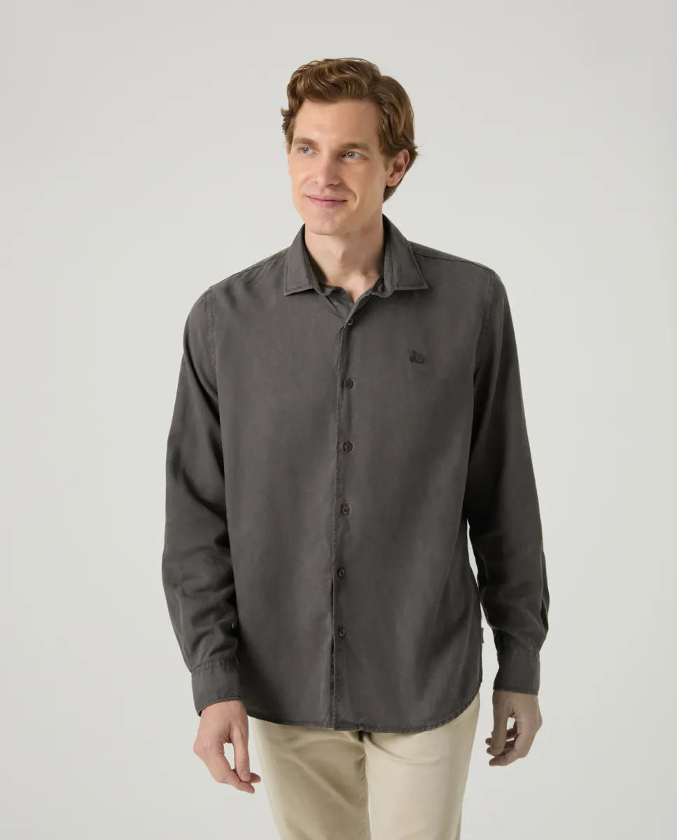 Camisa forest tencel linen gris oscuro | SCOTTA