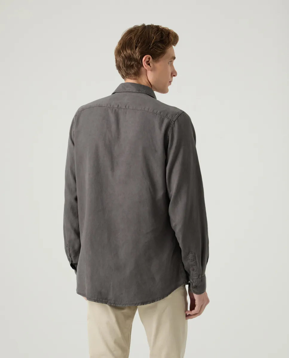 Camisa forest tencel linen gris oscuro | SCOTTA