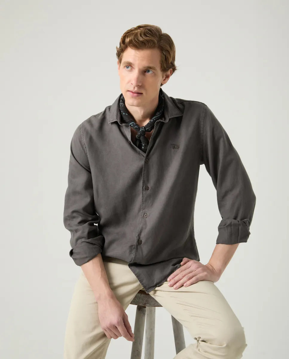 Camisa forest tencel linen gris oscuro | SCOTTA