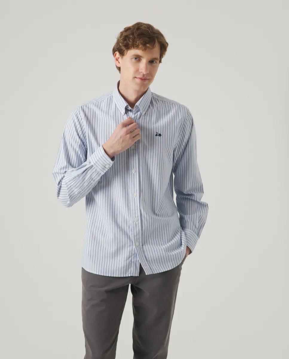 Camisa oxford rayas marino | SCOTTA