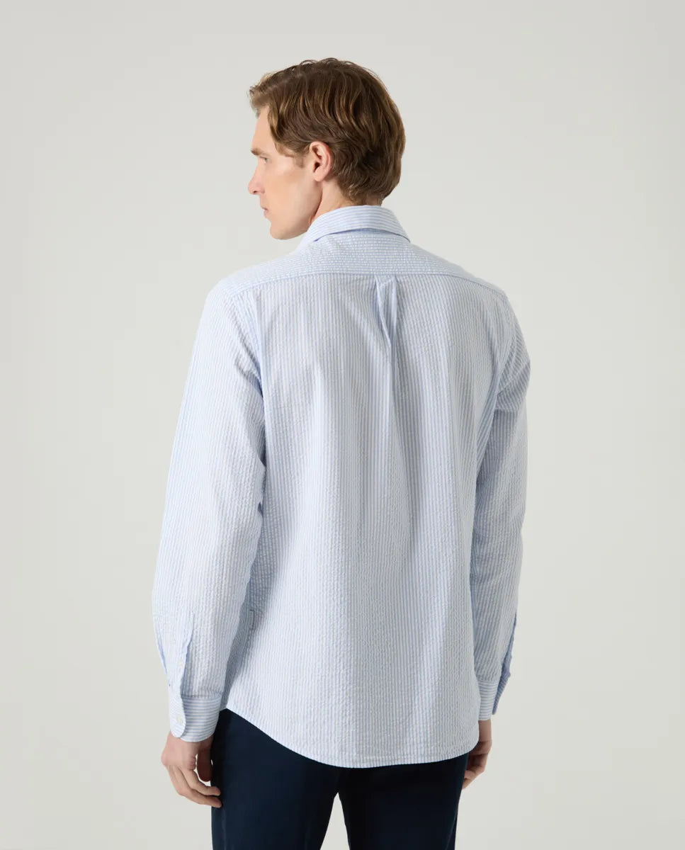 Camisa raya seersucker celeste | SCOTTA