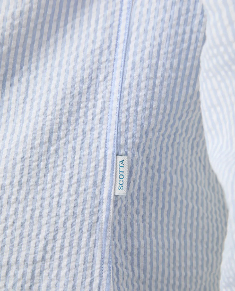 Camisa raya seersucker celeste | SCOTTA
