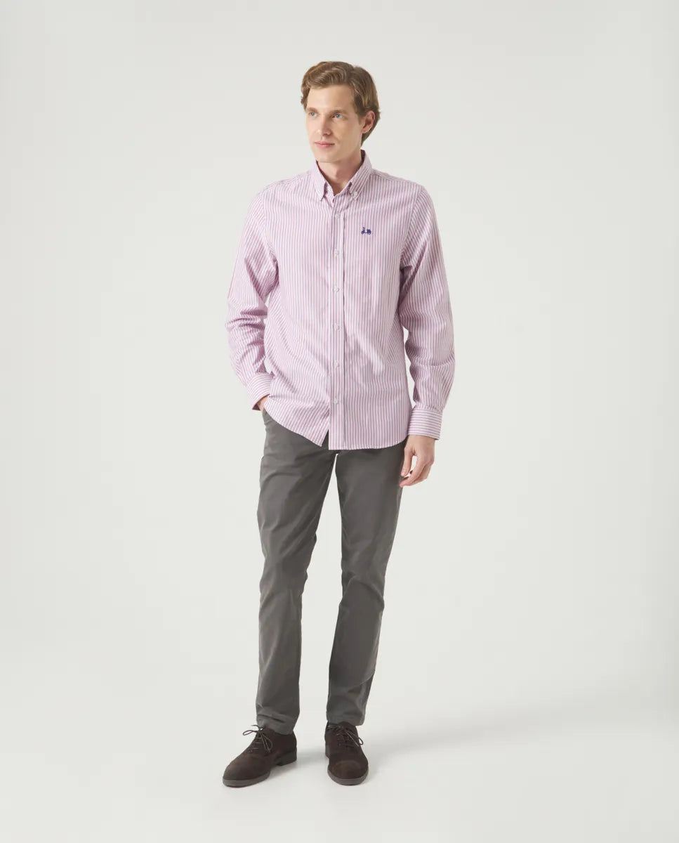 Camisa oxford rayas malva | SCOTTA
