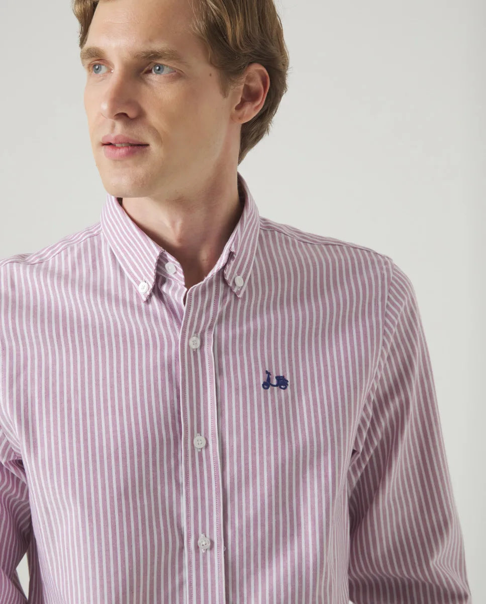 Camisa oxford rayas malva | SCOTTA