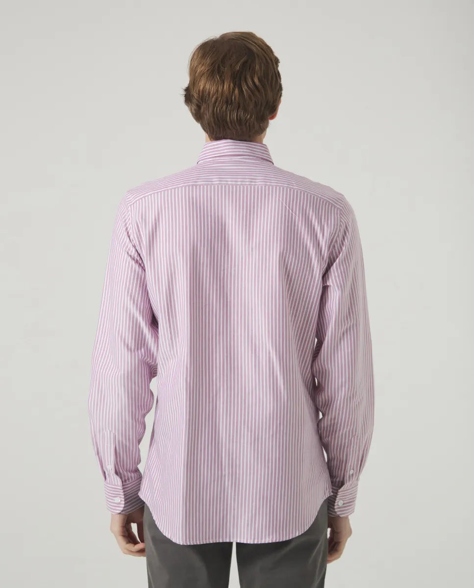 Camisa oxford rayas malva | SCOTTA