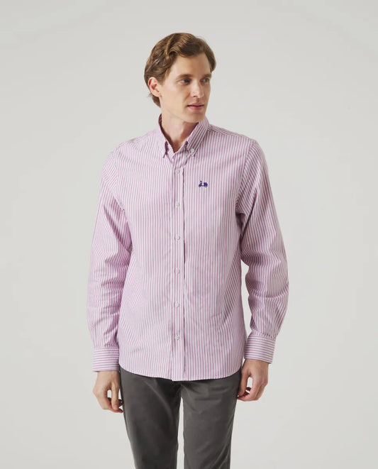 Camisa oxford rayas malva | SCOTTA