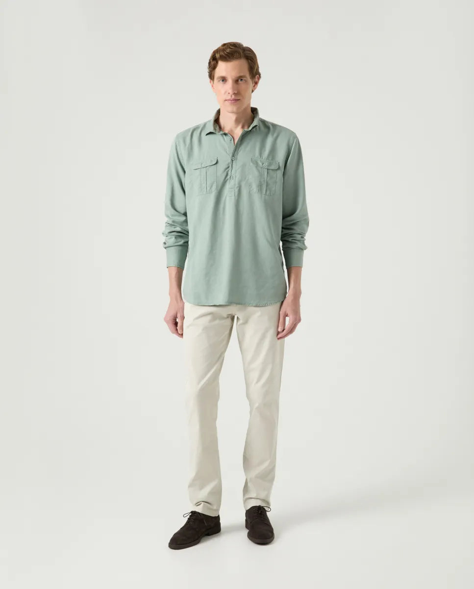 Camisa Polera Forest Tencel Linen Khaki | SCOTTA