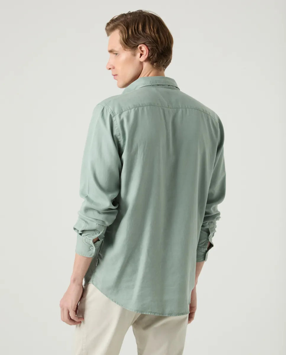Camisa Polera Forest Tencel Linen Khaki | SCOTTA