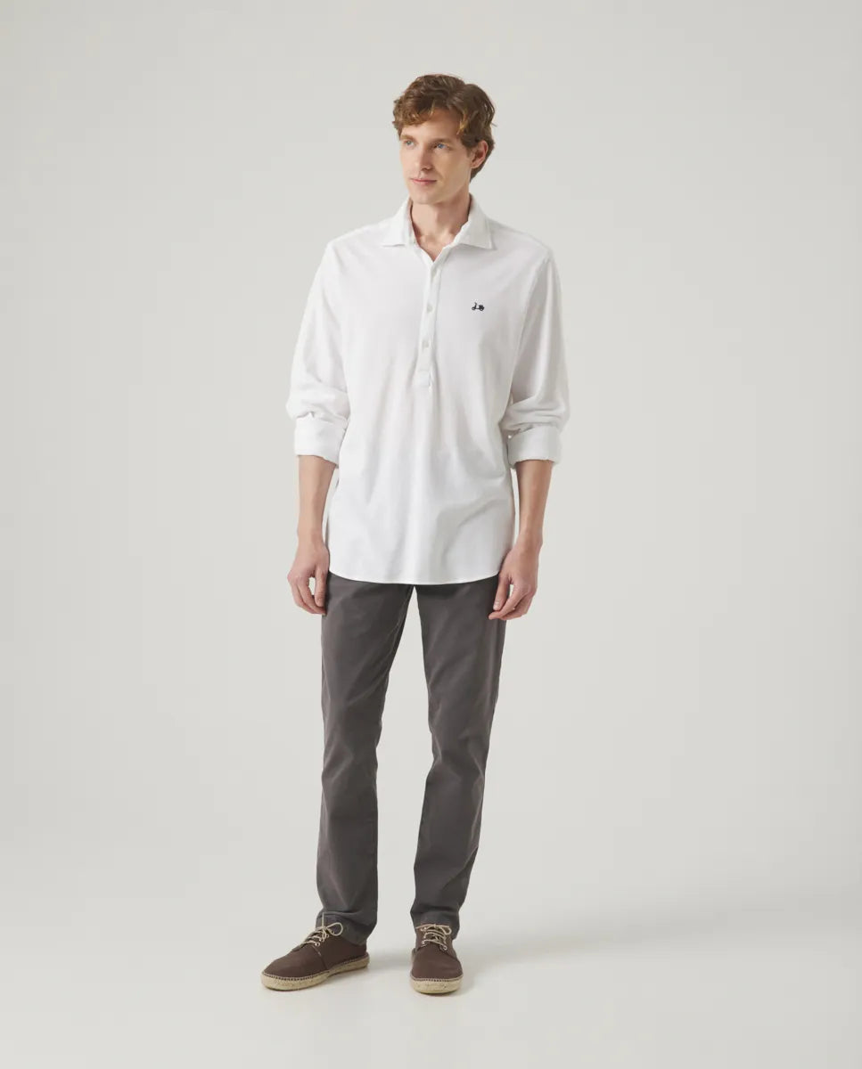 Camisa polera piqué blanco | SCOTTA