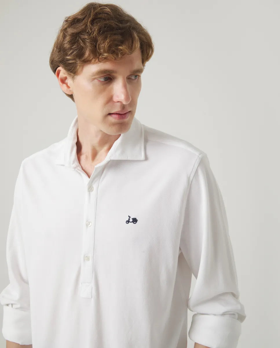 Camisa polera piqué blanco | SCOTTA