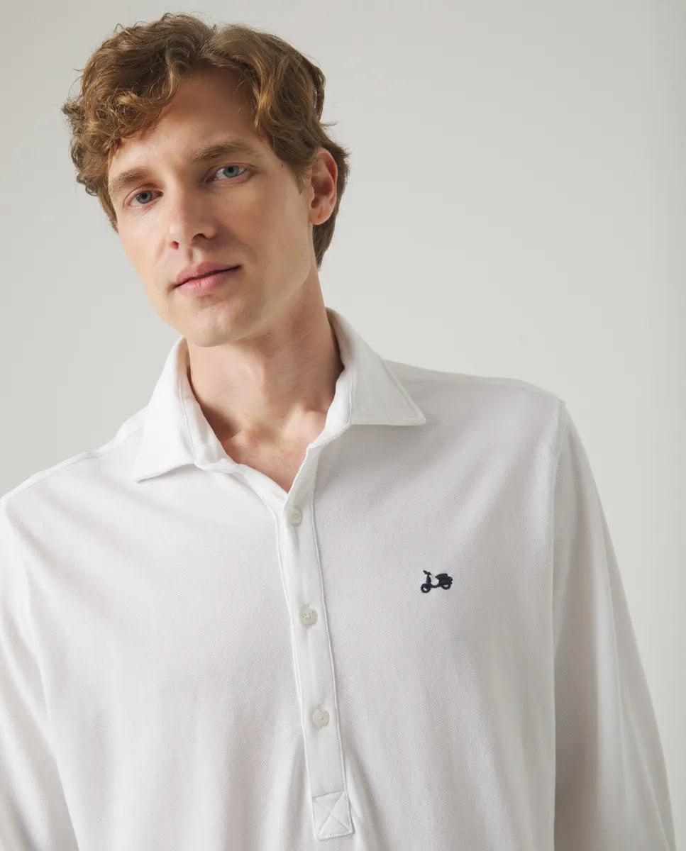 Camisa polera piqué blanco | SCOTTA