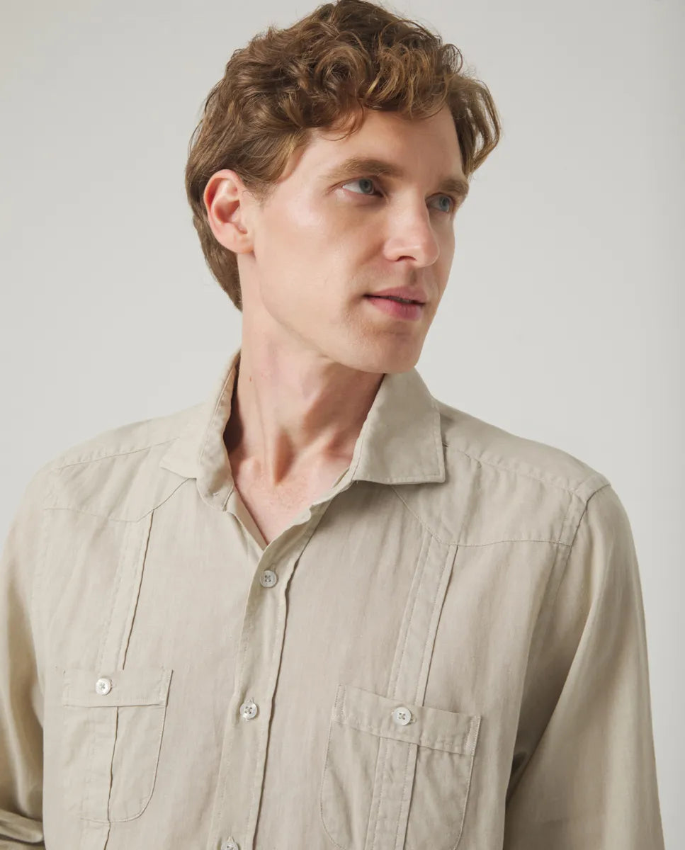 Camisa Guayabera Li-Co Marrón Topo | SCOTTA