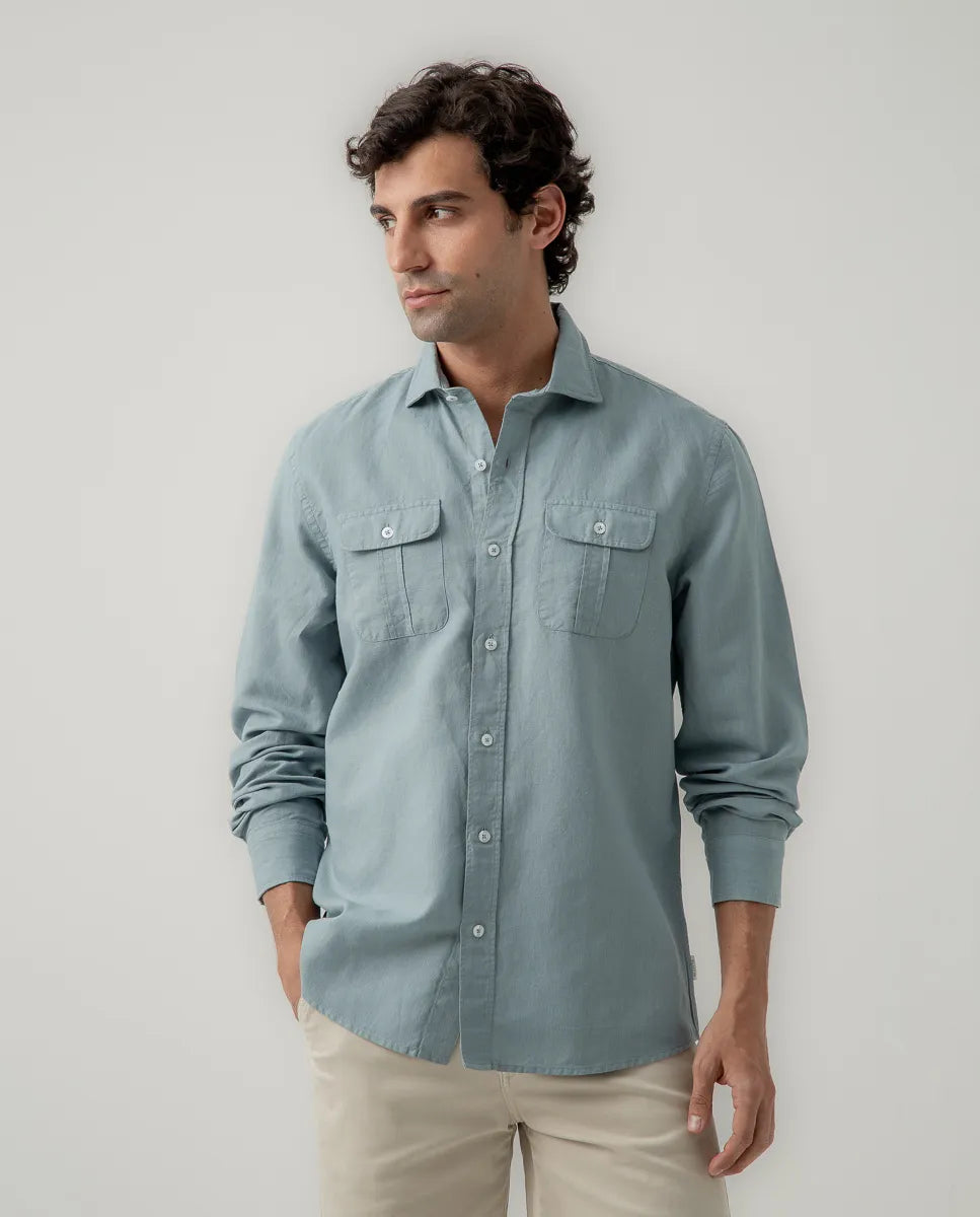 Camisa pocket lino denim | SCOTTA