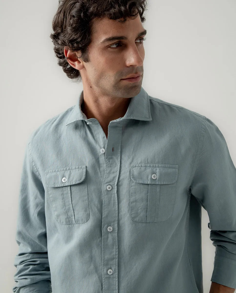 Camisa pocket lino denim | SCOTTA
