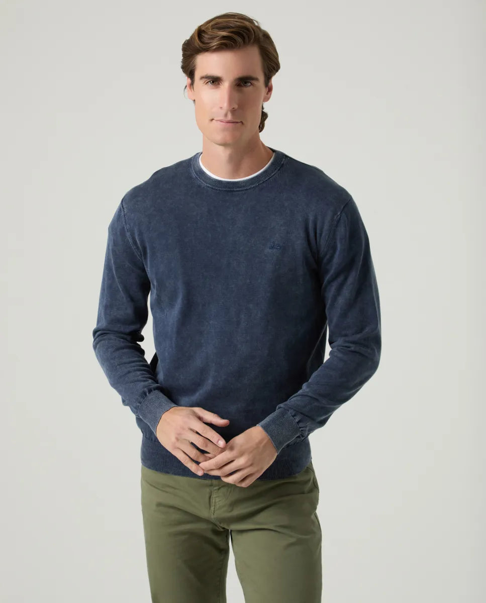 Jersey Lavado Crew Neck Cotton Marino | SCOTTA