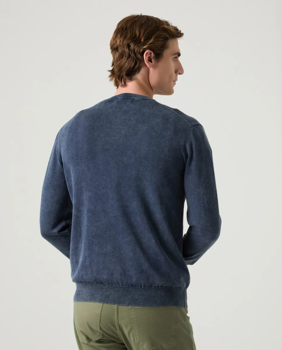 Jersey Lavado Crew Neck Cotton Marino | SCOTTA