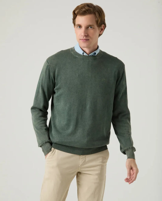 Jersey Lavado Crew Neck Cotton Khaki | SCOTTA