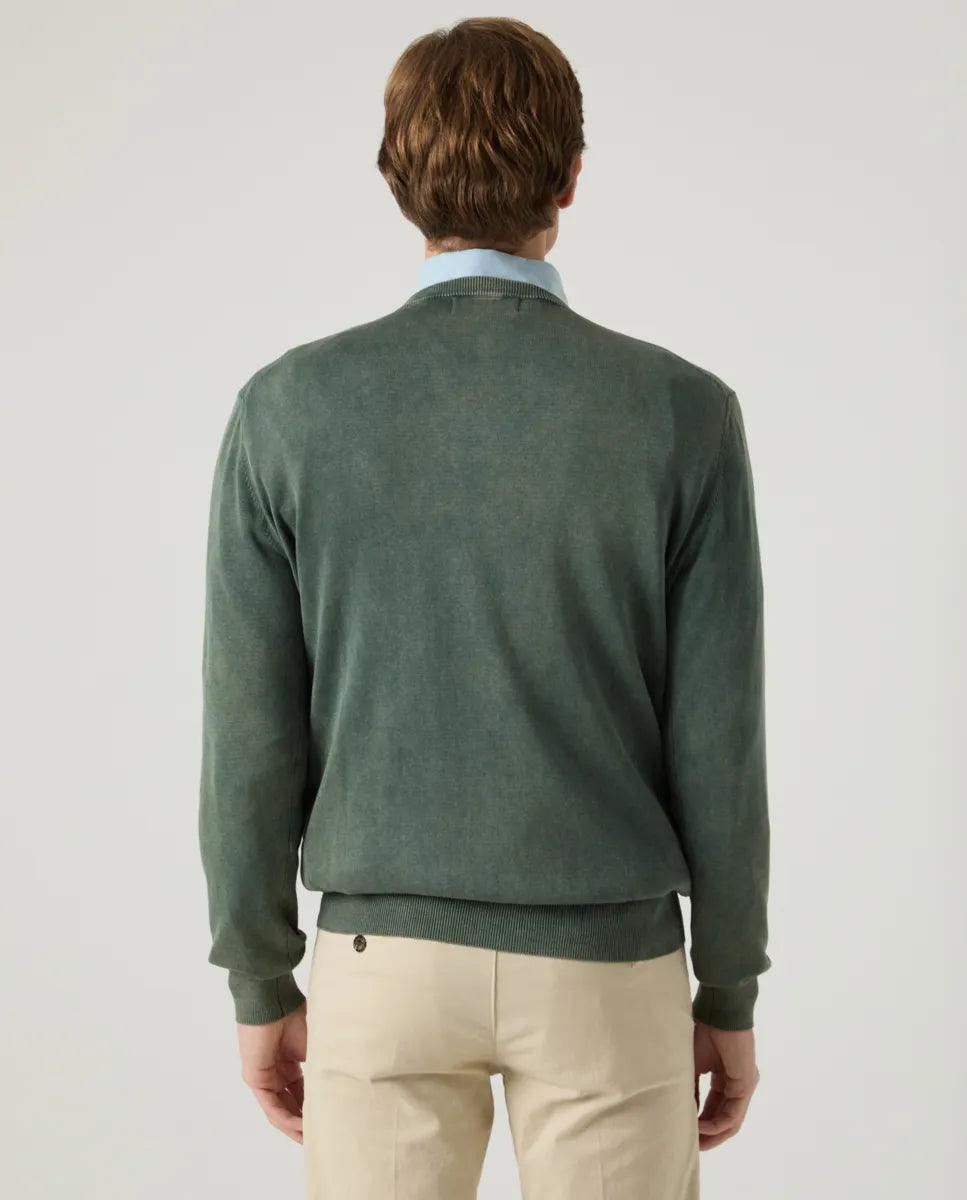 Jersey Lavado Crew Neck Cotton Khaki | SCOTTA
