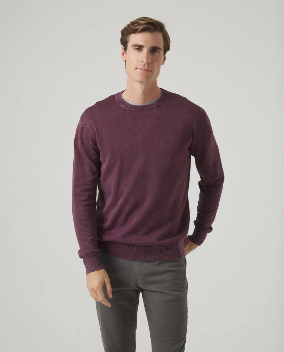 Jersey Lavado Crew Neck Cotton Burdeos | SCOTTA