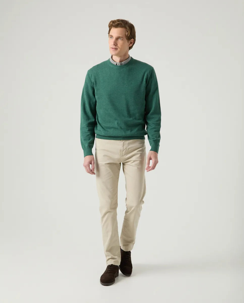 Jersey classic crew neck cotton verde botella | SCOTTA
