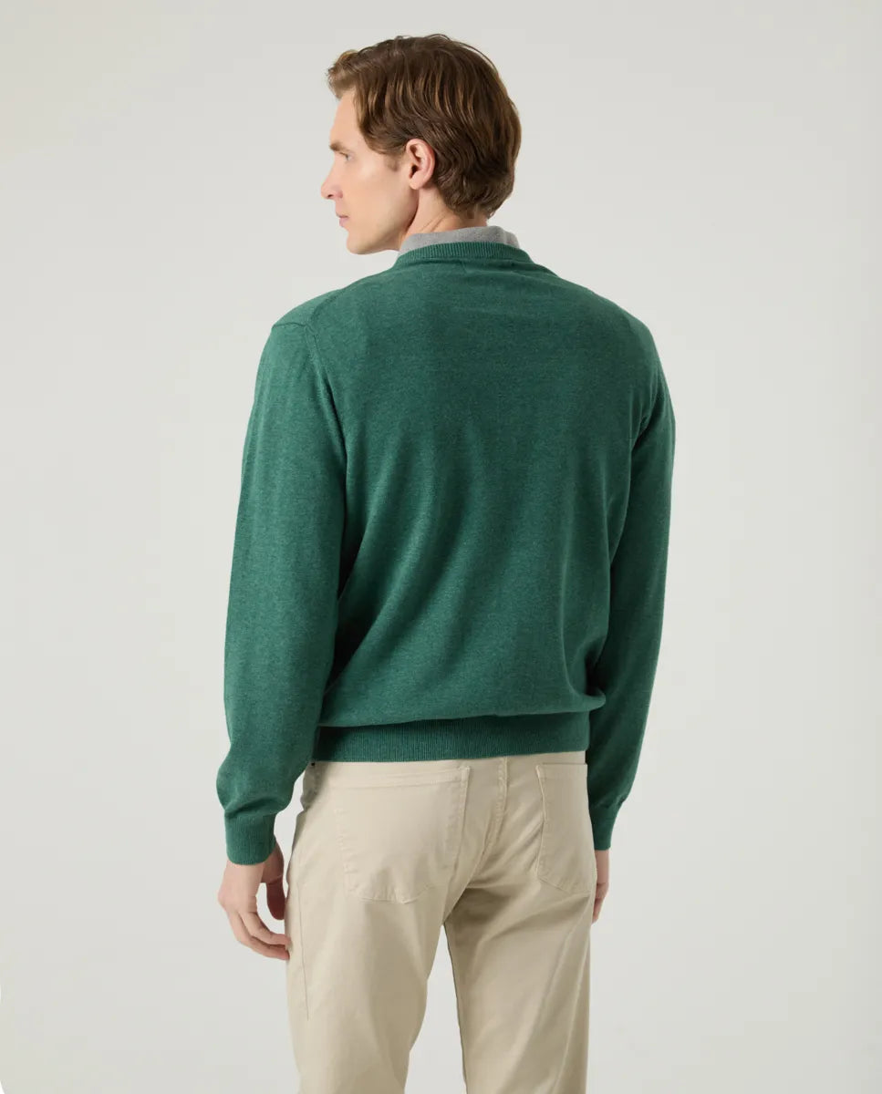 Jersey classic crew neck cotton verde botella | SCOTTA