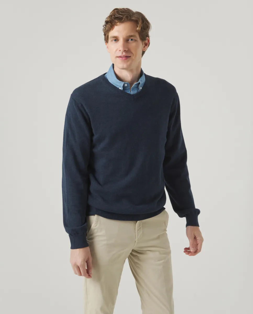 Jersey Classic V Neck Cotton Marino | SCOTTA