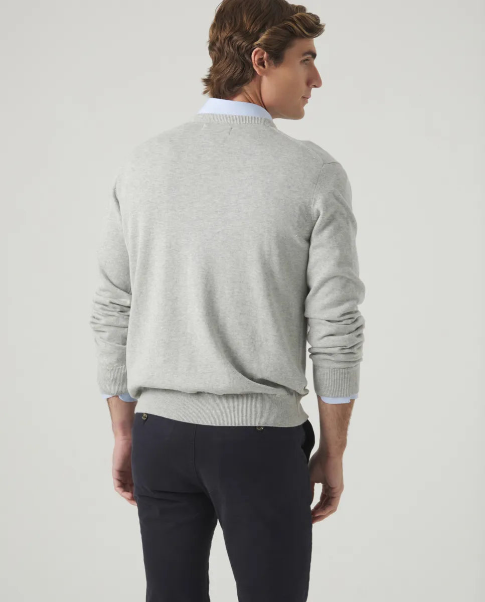 Jersey Classic V Neck Cotton Gris | SCOTTA