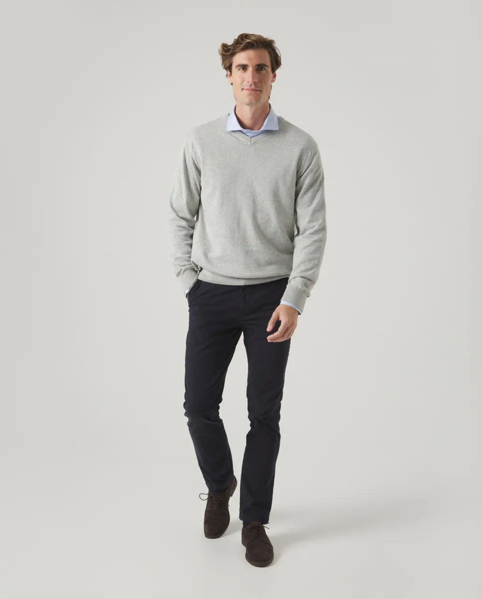 Jersey Classic V Neck Cotton Gris | SCOTTA
