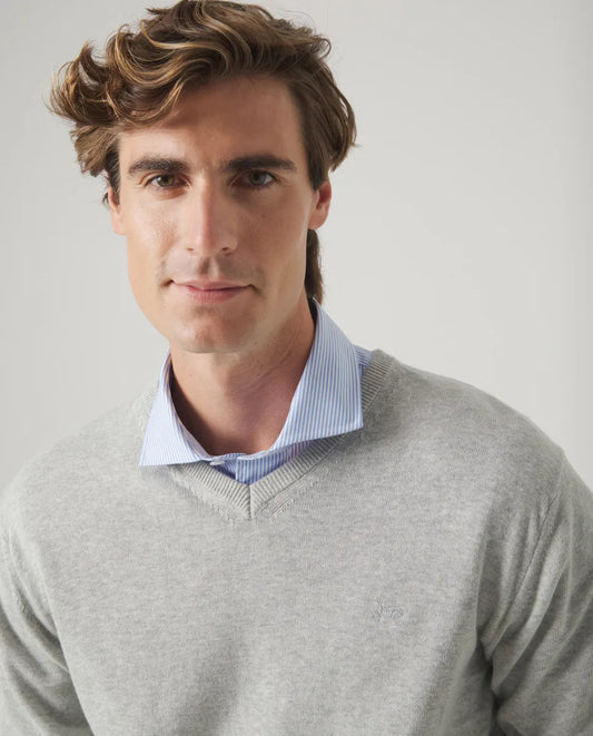 Jersey Classic V Neck Cotton Gris | SCOTTA