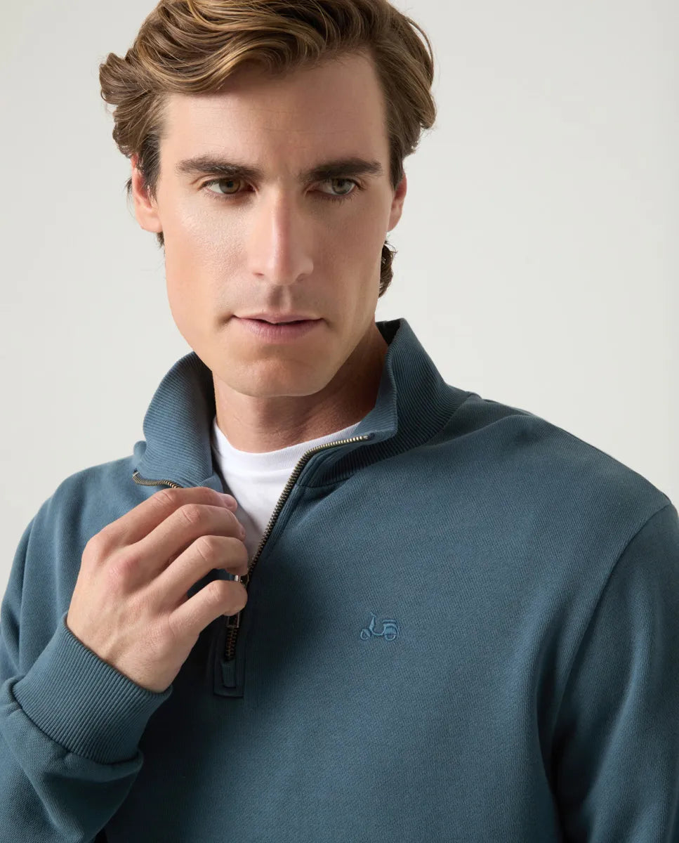 Sudadera Zip Azul Grisáceo | SCOTTA