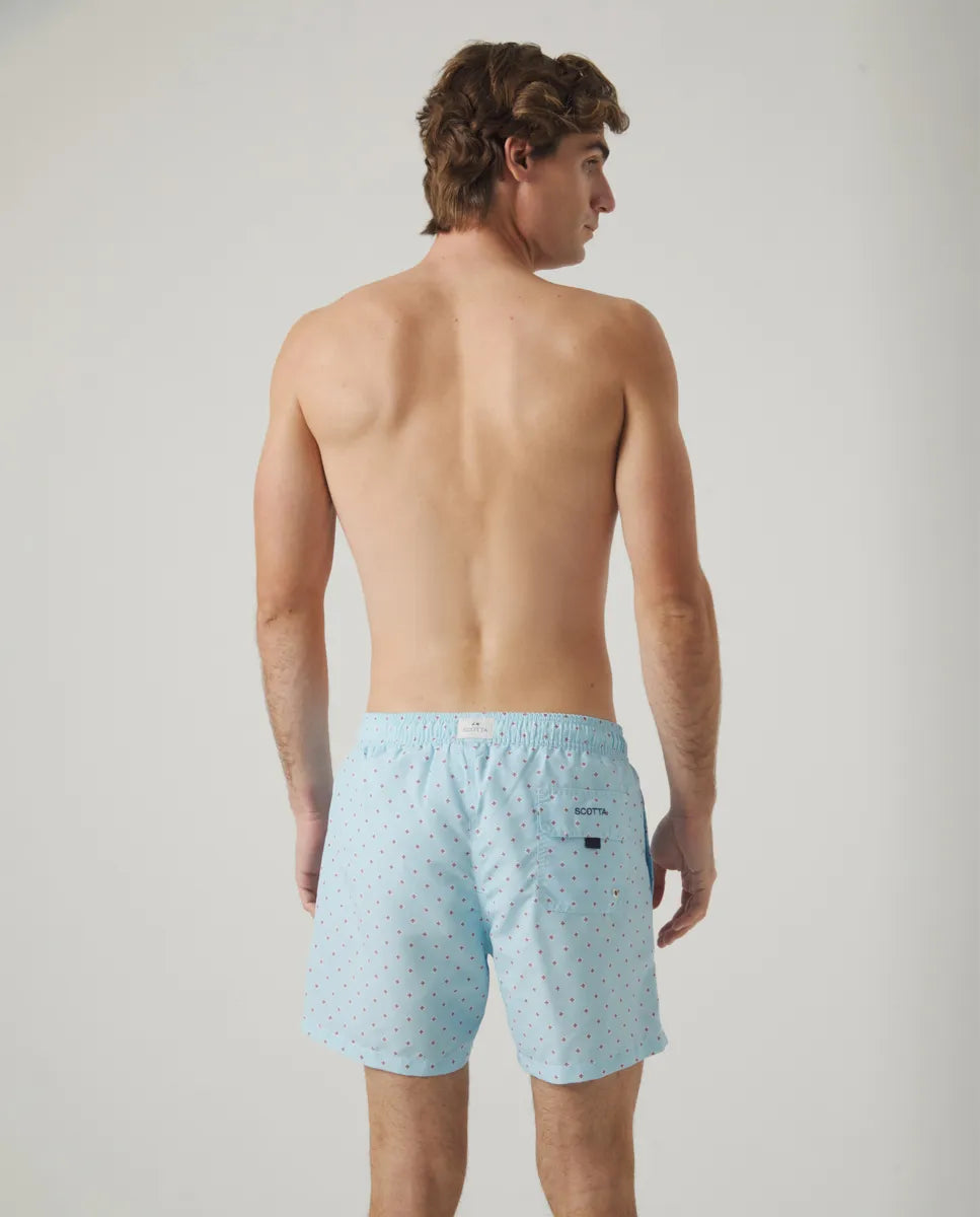 Bañador flower geometric eco celeste | SCOTTA