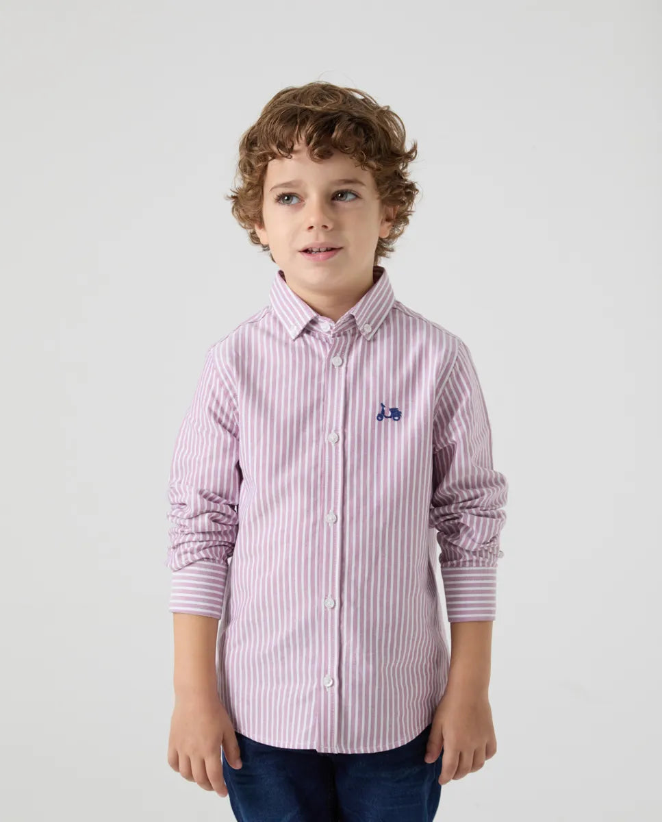 Camisa Niño Oxford Rayas Malva | SCOTTA
