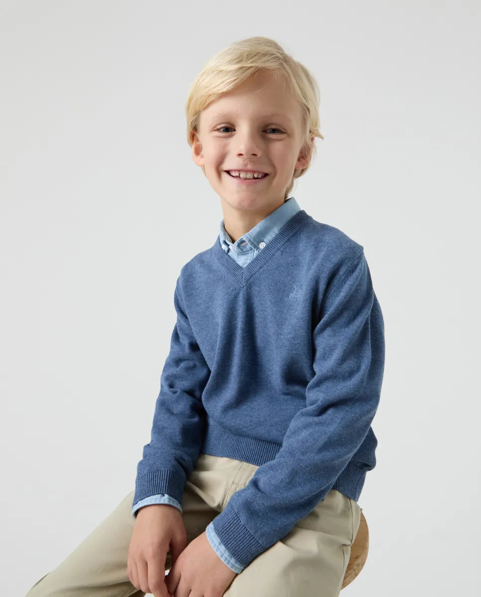 Jersey Niño Classic V Neck Cotton Denim | SCOTTA