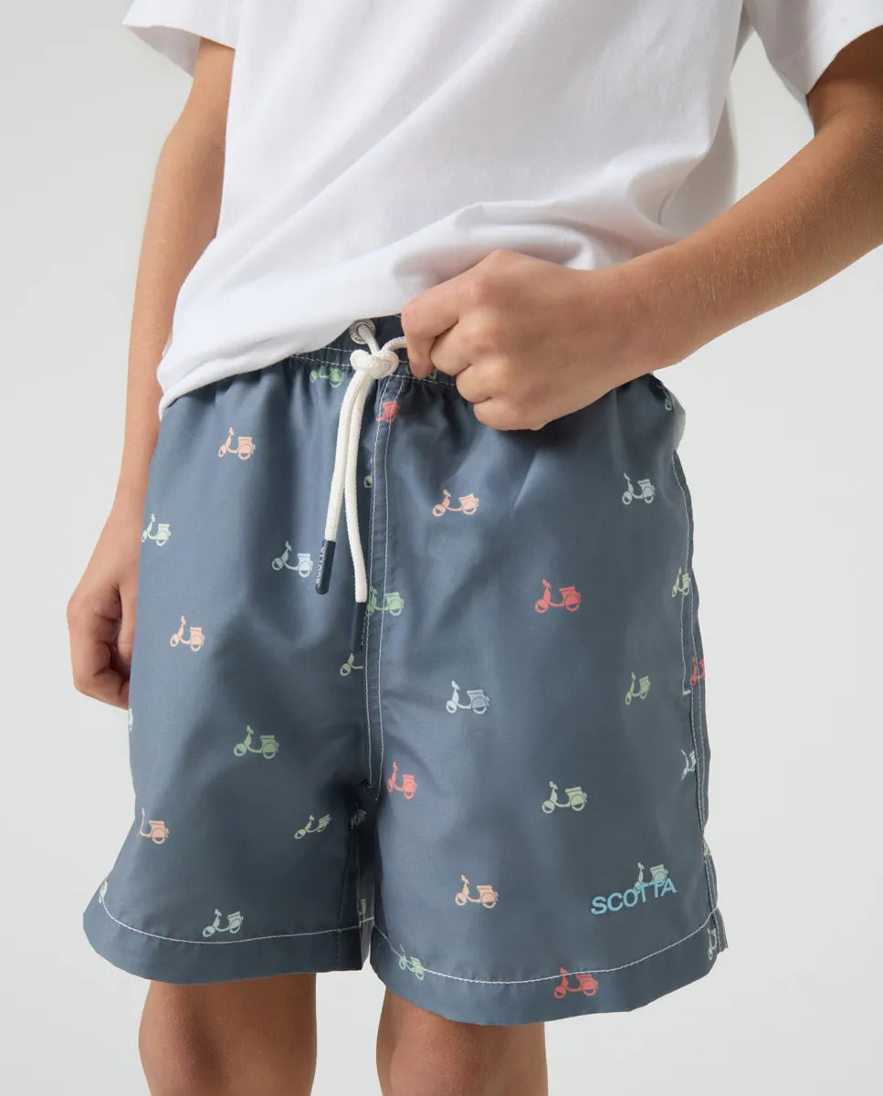 Bañador niño logo bico azul grisáceo | SCOTTA