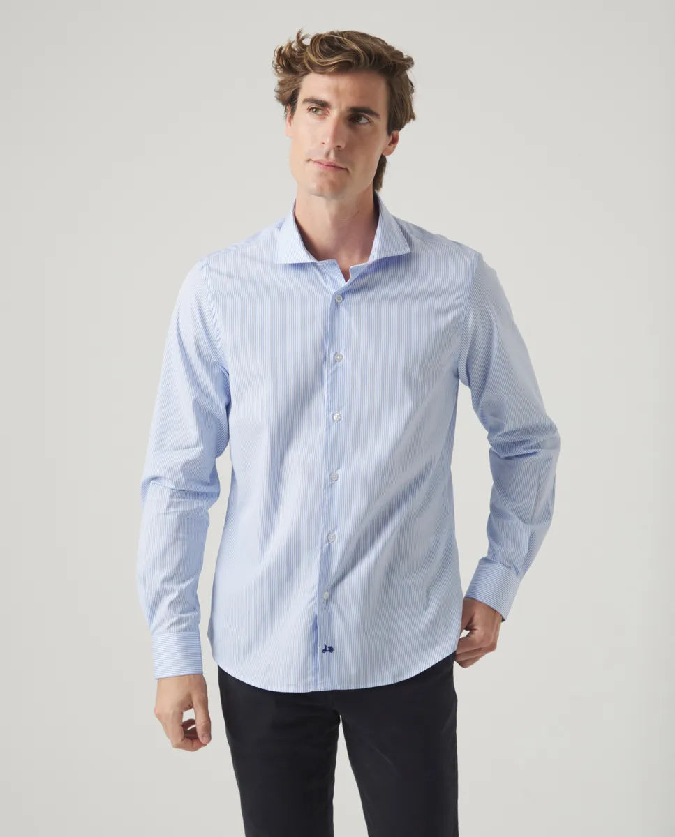 Camisa Classic pinzas stripes azulón | SCOTTA