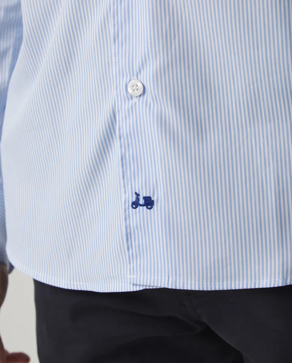 Camisa Classic pinzas stripes azulón | SCOTTA