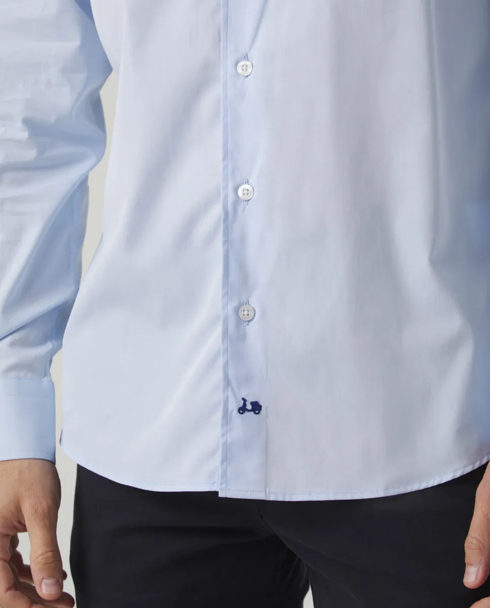 Camisa Classic pinzas Organic Celeste | SCOTTA