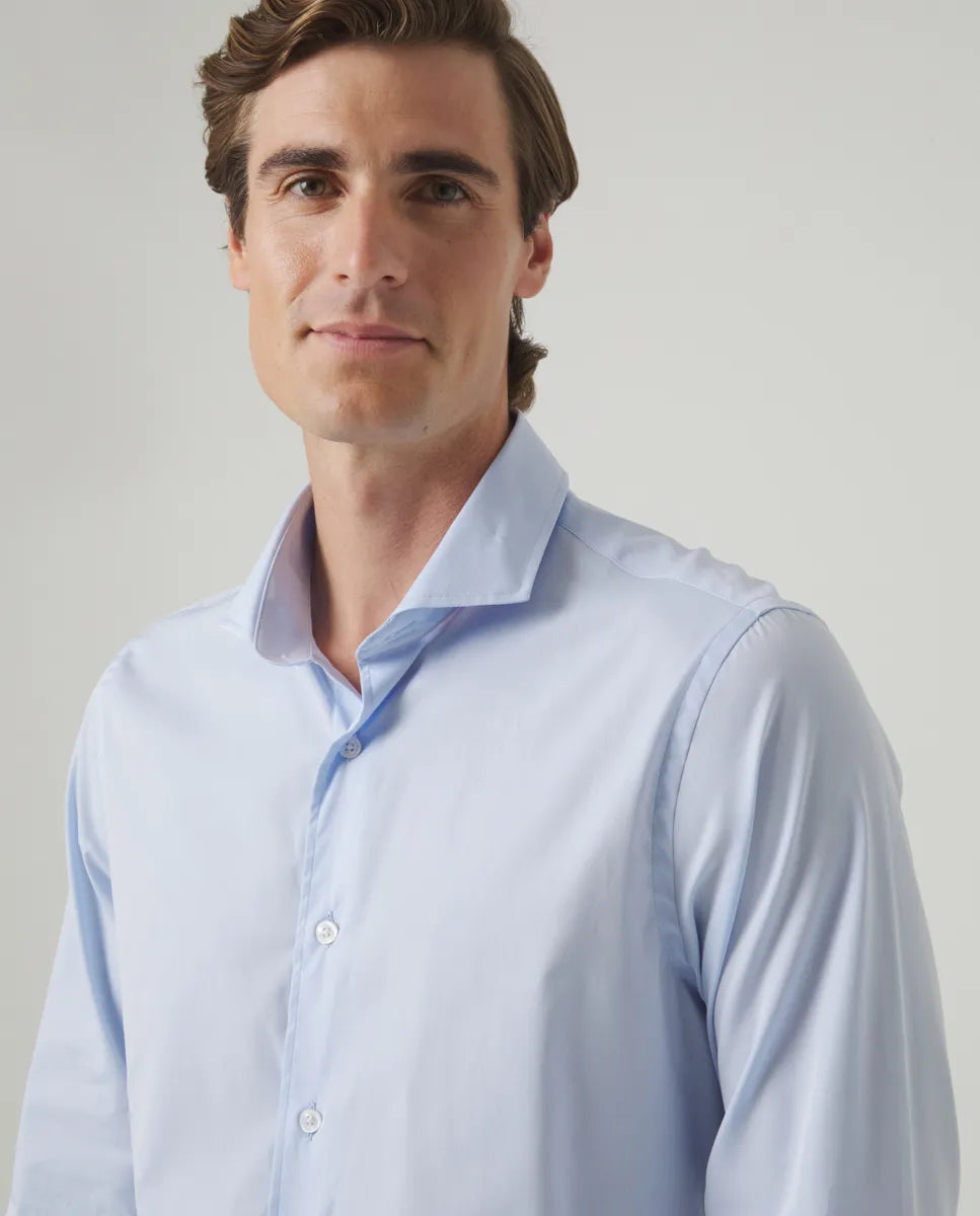 Camisa Classic pinzas Organic Celeste | SCOTTA