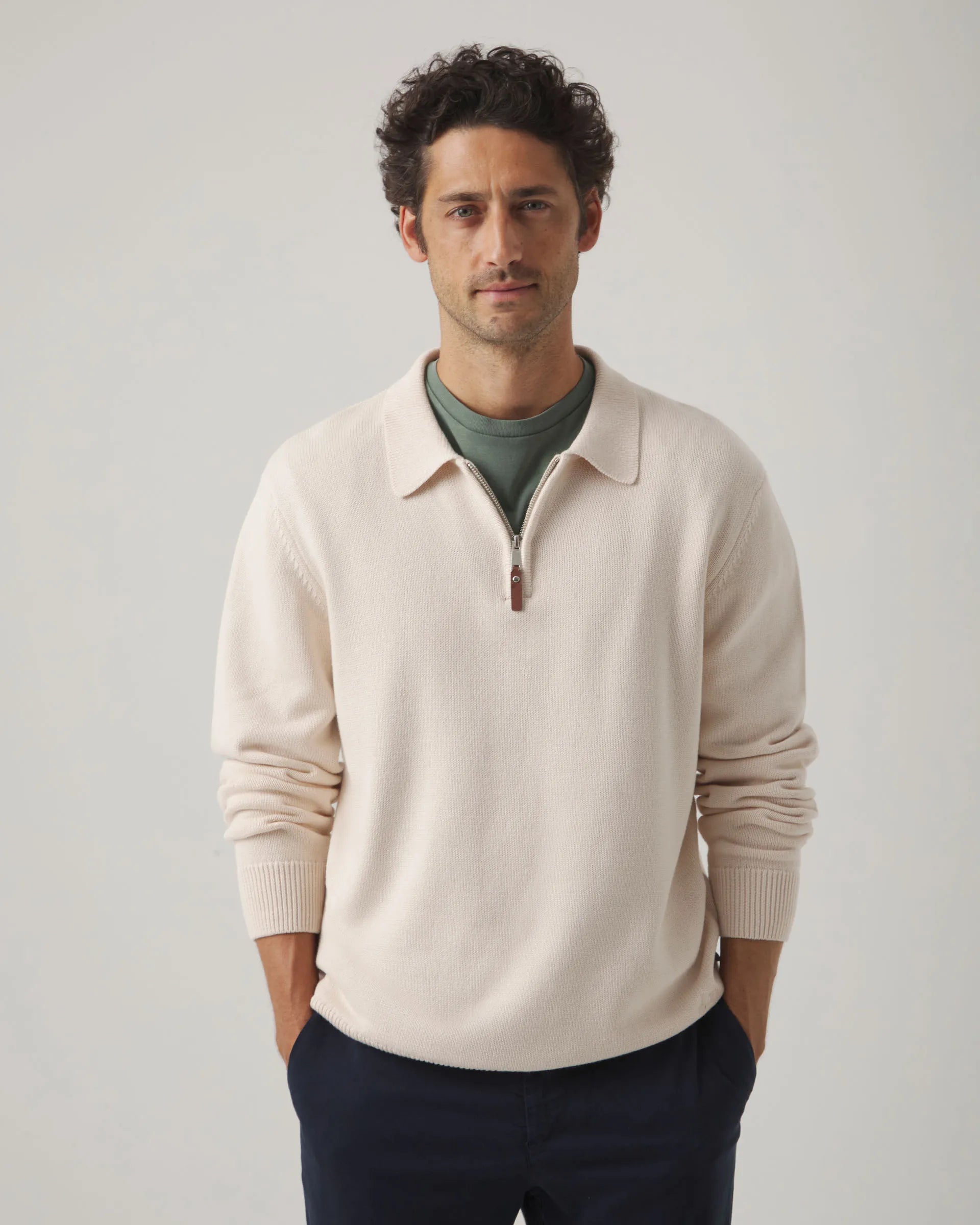 Jersey Polo Zip Crudo | SCOTTA