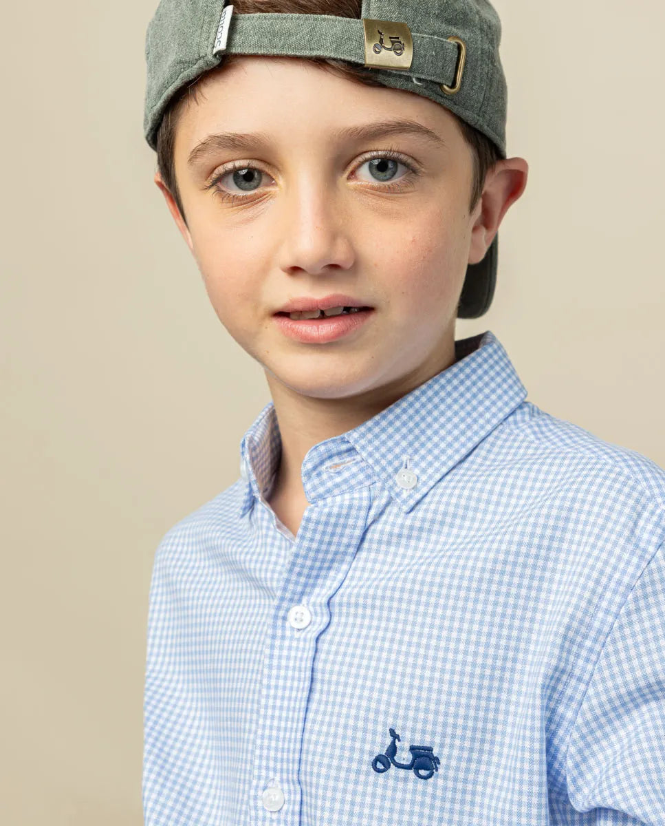Camisa niño vichy celeste | SCOTTA