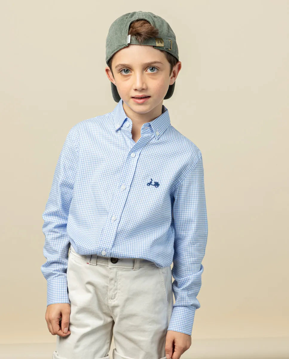 Camisa niño vichy celeste | SCOTTA