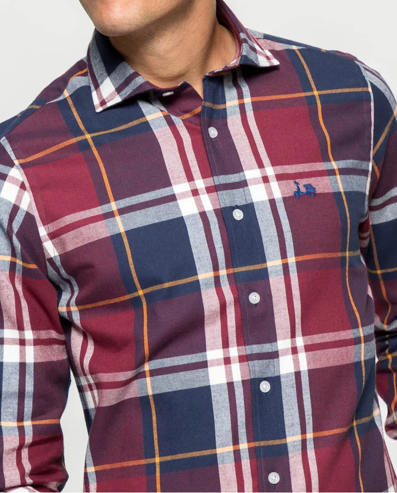 Camisa cuadro tartan burdeos | SCOTTA