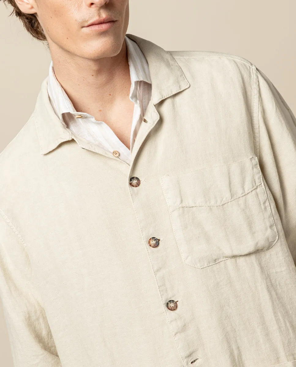 SOBRECAMISA LINEN BEIGE CLARO | SCOTTA