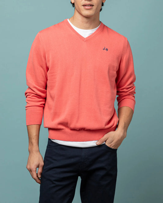 Jersey classic v neck cotton frambuesa | SCOTTA