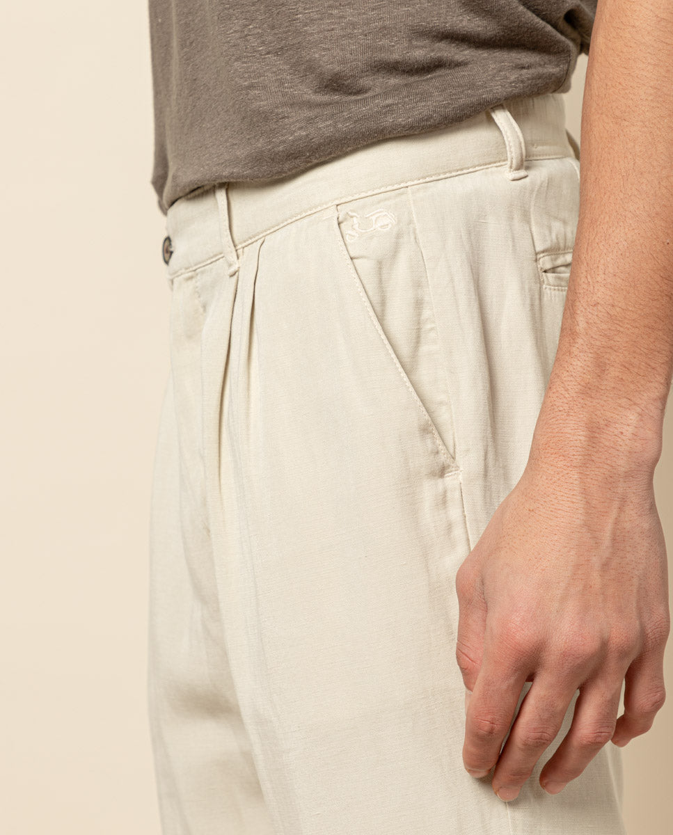 Pantalón doble pinza beige claro | SCOTTA